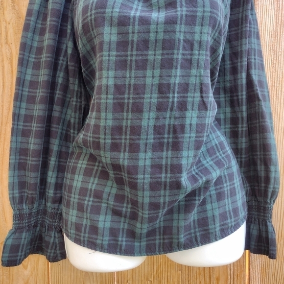 Beach Lunch Lounge - Plaid Off Shoulder Blouse - Picture 3 of 13